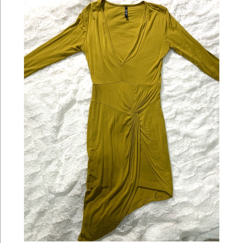 Deep Plunge Knot Front Dress